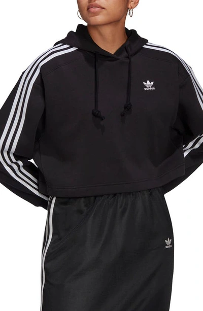 Shop Adidas Originals Cropped Fleece Hoodie In Black