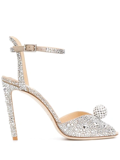 Shop Jimmy Choo Sacora 100mm Sandals In Silver
