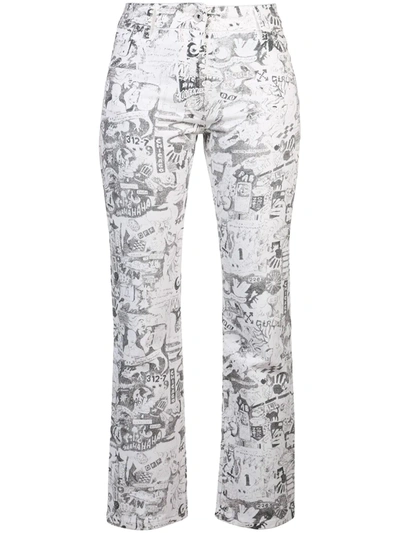 Off-white Sketch Print Straight-leg Trousers In White