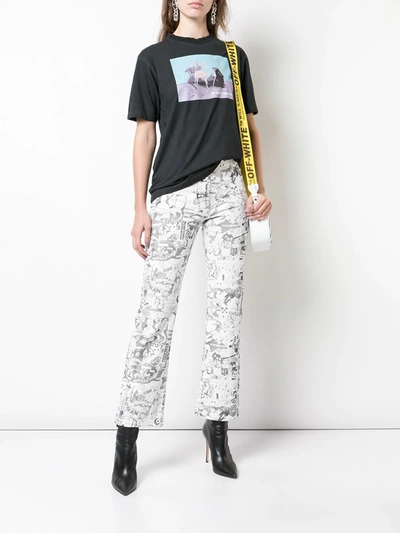 Shop Off-white Cartoon-printed Straight Jeans In White