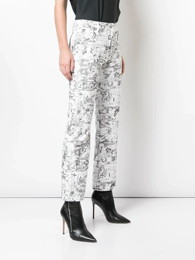 Off-white Sketch Print Straight-leg Trousers In White
