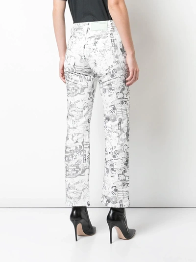 Off-white Sketch Print Straight-leg Trousers In White