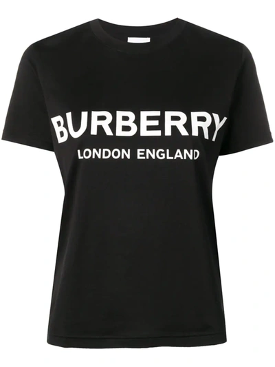 Shop Burberry Logo Print Cotton T-shirt In Black