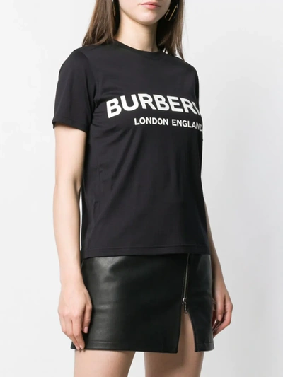 Shop Burberry Logo Print Cotton T-shirt In Black