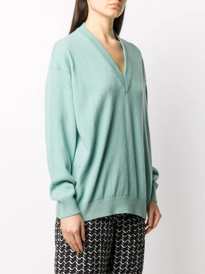 Shop Christian Wijnants Fine Knit V-neck Sweater In Blue