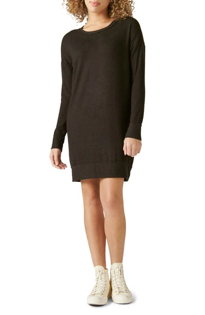 Shop Lucky Brand Long Sleeve Sweatshirt Dress In Jet Black