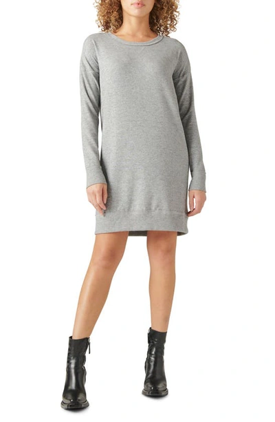 Shop Lucky Brand Long Sleeve Sweatshirt Dress In Heather Grey