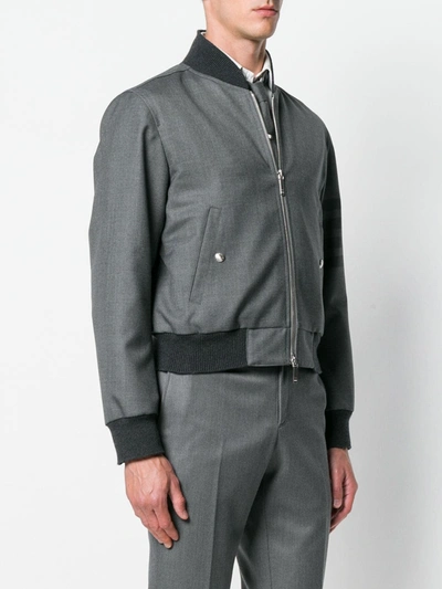 Shop Thom Browne 4-bar Ribbed Knit Blouson Jacket In Grey