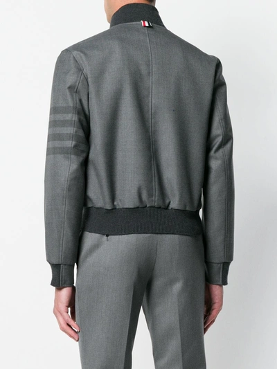 Shop Thom Browne 4-bar Ribbed Knit Blouson Jacket In Grey