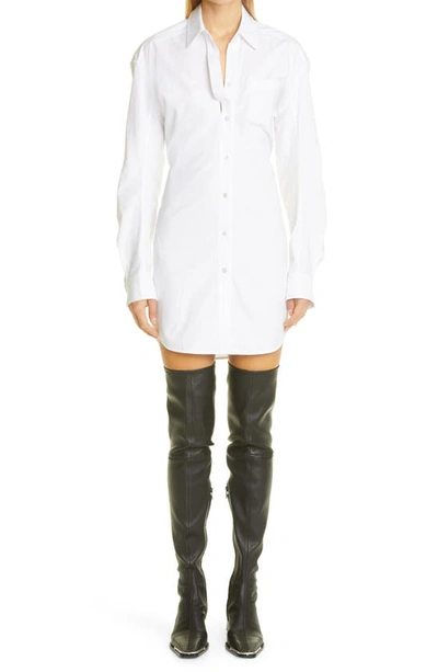 Shop Alexander Wang Tailored Long Sleeve Cotton Button-up Shirtdress In White