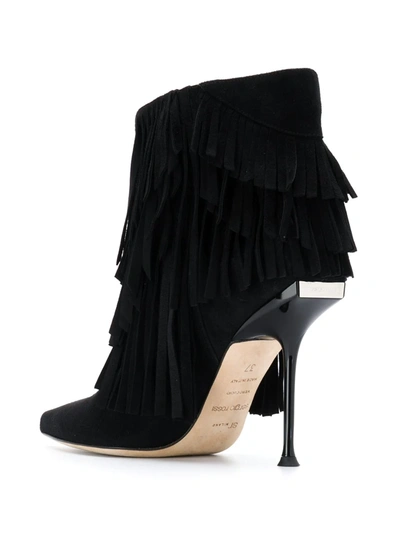 Shop Sergio Rossi Fringed Ankle Boots In Black