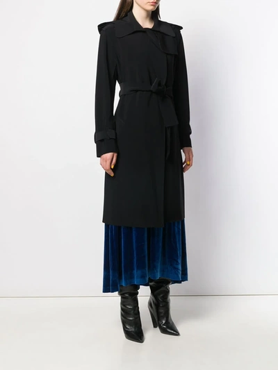 Shop Norma Kamali Belted Trench Coat In Black