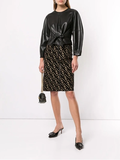 Pre-owned Fendi 1990s Ff Motif Knee-length Skirt In Brown