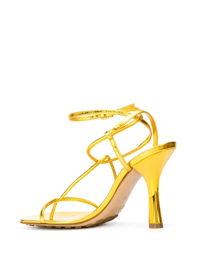 Shop Bottega Veneta Stretch Ankle-strap Sandals In Gold