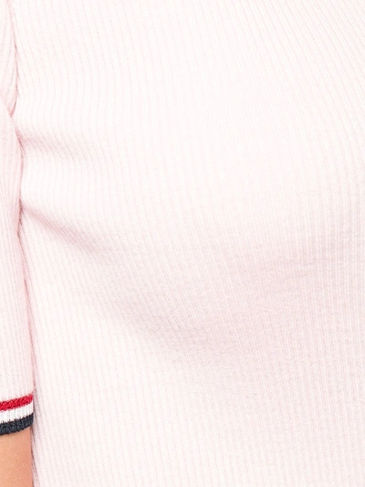 Shop Thom Browne Rwb-stripe Ribbed T-shirt In Pink