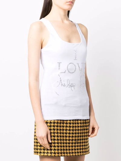 Philipp Plein Crystal-embellished Tank Top In White