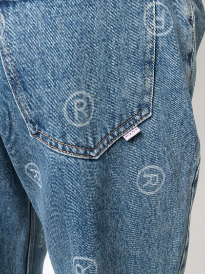 Shop Martine Rose All-over Logo Jeans In Blau