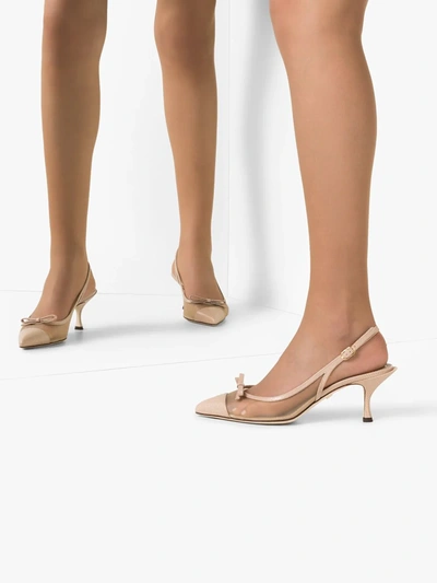 Shop Dolce & Gabbana 60 Pointed Toe Slingback Pumps In Neutrals