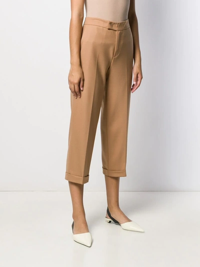 Shop Twinset Cropped Tailored Trousers In Neutrals