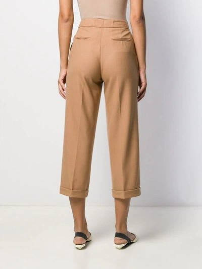 Shop Twinset Cropped Tailored Trousers In Neutrals