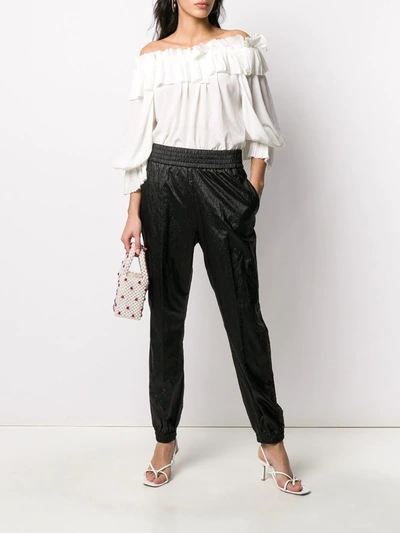 Fabiana Filippi Metallic Tapered Trousers In Black