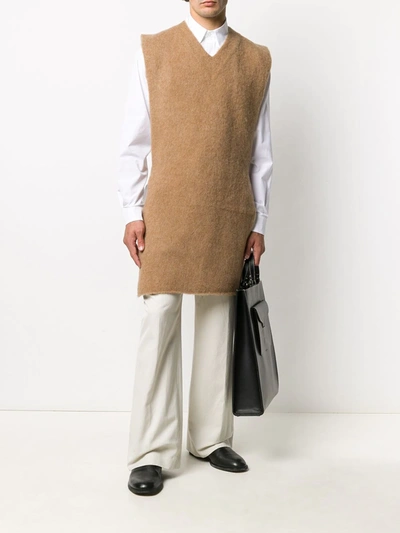 Shop Jil Sander Tie-back Knitted Vest In Neutrals