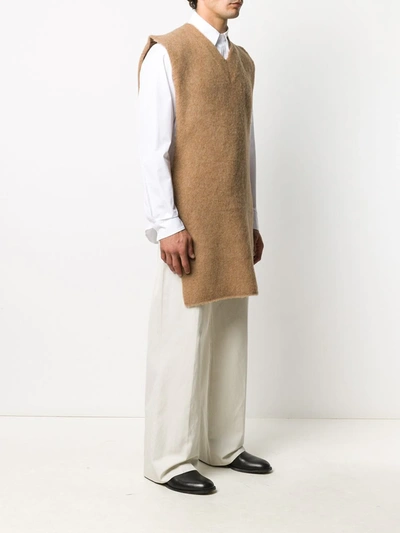 Shop Jil Sander Tie-back Knitted Vest In Neutrals