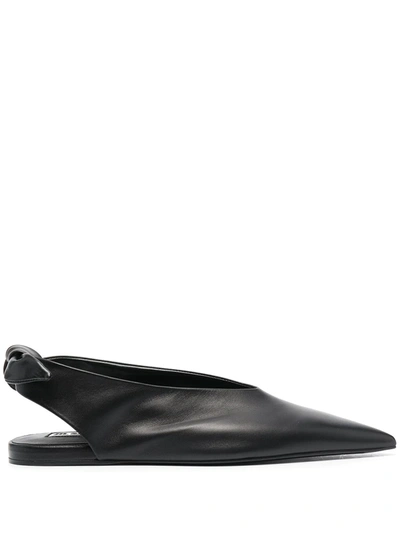 Shop Jil Sander Knot-detail Flat Ballerina Shoes In Black