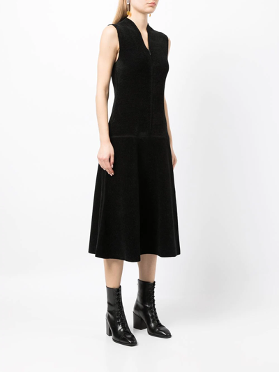 Mame Kurogouchi V-neck Sleeveless Knitted Midi Dress In Black