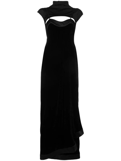 Ben Taverniti Unravel Project Layered Velvet Dress In Black