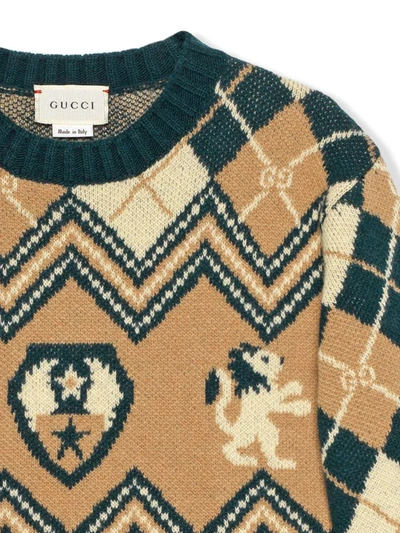 Shop Gucci Gg Embroidered Jumper In Green