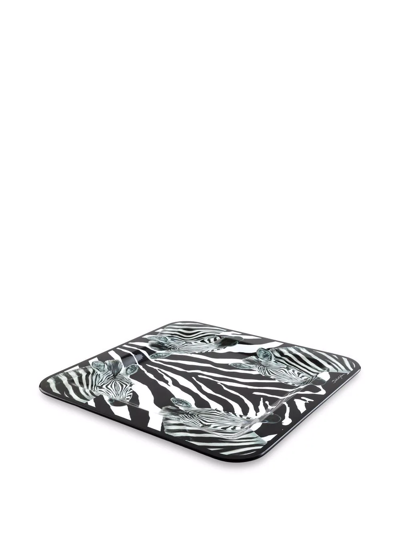 Shop Dolce & Gabbana Medium Zebra-print Wood Tray In Schwarz