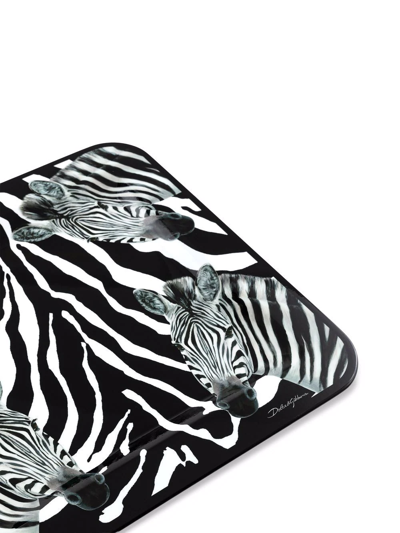 Shop Dolce & Gabbana Medium Zebra-print Wood Tray In Schwarz