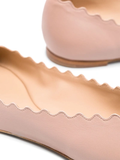 Chloé Chloe Lauren Scalloped Leather Ballerina Flat In Pink