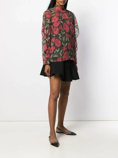 Shop Red Valentino Camellia Printed Blouse In Black