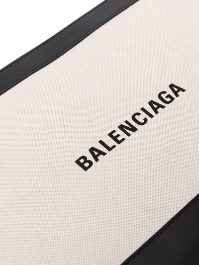 Shop Balenciaga Logo-print Clutch Bag In Nude