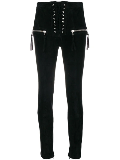 Shop Ben Taverniti Unravel Project Lace-up High Waist Trousers In Black