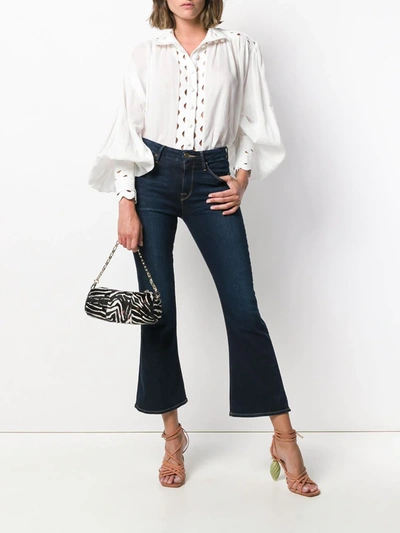 Frame Le Pixie Cropped High-rise Flared Jeans In Blue
