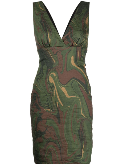 Shop Nicole Miller Swirl Print Fitted Dress In Multicolour
