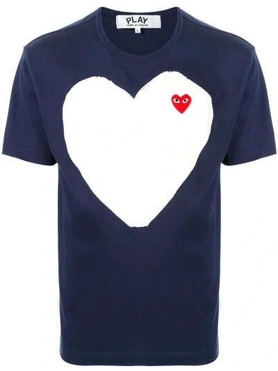 Shop Comme Des Garçons Play Logo-print Crew Neck T-shirt In Blue