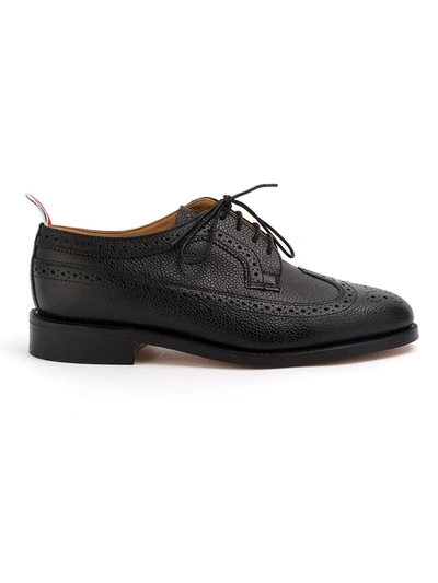 Shop Thom Browne Grain-textured Leather Oxfords In Black