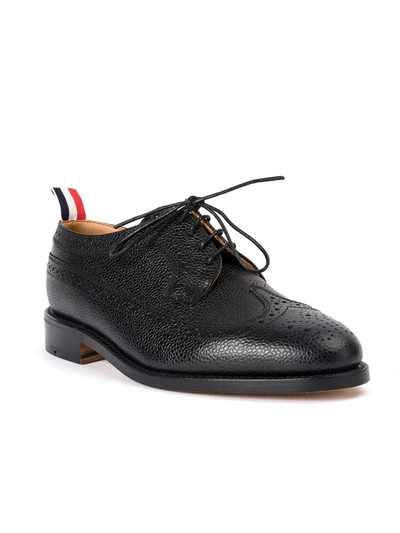Shop Thom Browne Grain-textured Leather Oxfords In Black