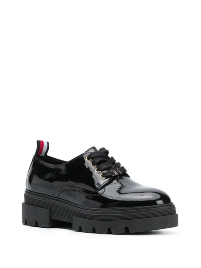 Shop Tommy Hilfiger Lace Up Loafers In Black