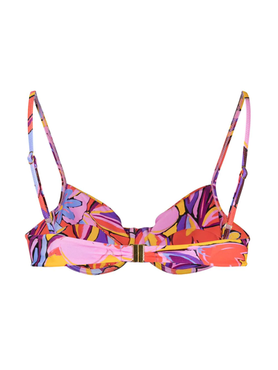 Shop Rebecca Vallance Positano Floral-print Bikini Top In Purple