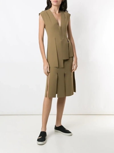 Shop Gloria Coelho Multiple Slits Skirt In Neutrals