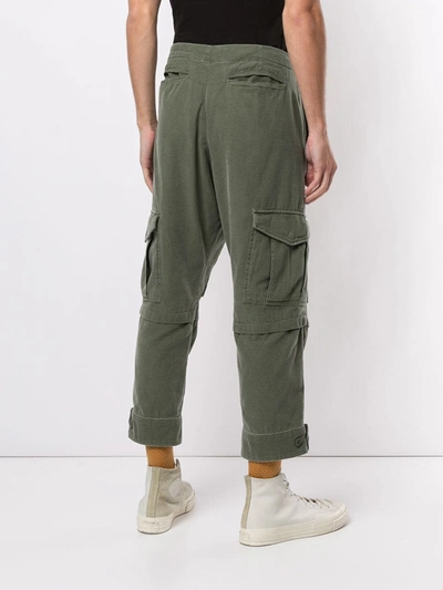 Shop Greg Lauren Cropped Straight-leg Trousers In Green