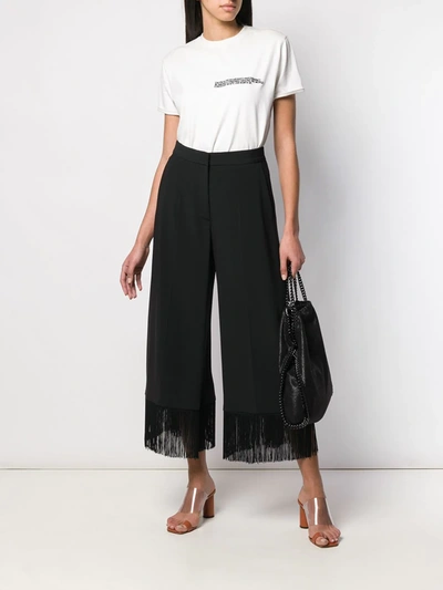 Shop Stella Mccartney Fringed Wide-leg Trousers In Black