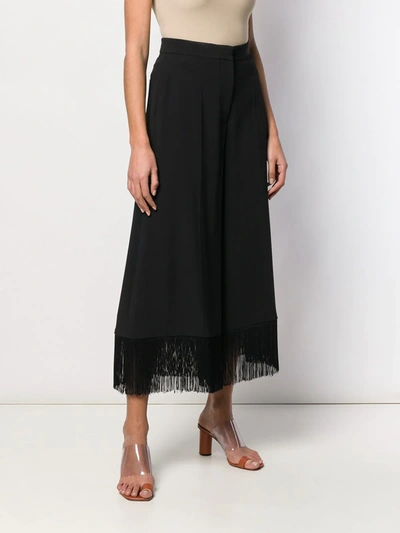 STELLA MCCARTNEY FRINGED WIDE-LEG TROUSERS - 黑色