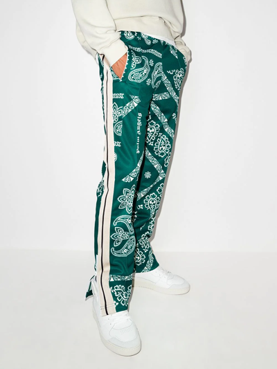 Shop Palm Angels Bandana-print Straight-leg Track Pants In Green