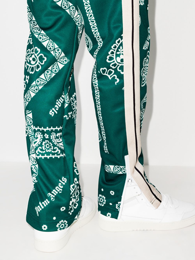 Shop Palm Angels Bandana-print Straight-leg Track Pants In Green